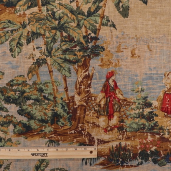 Covington Bosporus Printed Linen Blend Fabric - - Picture 2 of 4